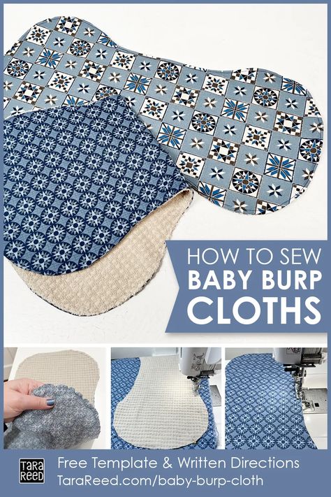 How to Sew Baby Burp Cloths - free baby burp cloth pattern and tutorial. A new mom can never have enough burp rags - they are great baby shower gift, things to sew and sell and more. Baby Blanket Sewing Ideas, Homemade Burp Cloths, Burp Cloth Tutorial, Burp Cloth Patterns, Burp Cloths Diy, Baby Clothes Quilt, Tara Reed, Sew Baby, Diy Baby Clothes