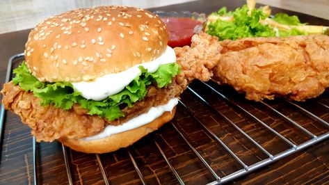 Zinger Burger Recipe KFC Style | Crispy Chicken Fillet Burger | How to make Zinger Burger at Home Zinger Burger Recipe, Chicken Fillet Burger, Chicken Zinger, Zinger Burger, Burger At Home, Burger Ideas, Chicken Burgers Recipe, Chicken Fillet, Bottle Ideas