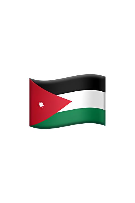 The emoji 🇯🇴 depicts the flag of Jordan. The flag is rectangular in shape and consists of three horizontal stripes. The top and bottom stripes are black, while the middle stripe is white. In the center of the white stripe, there is a red, seven-pointed star with a small white seven-pointed star inside it. The overall appearance of the flag is simple yet striking, with bold colors and a distinctive symbol in the center. River Jordan, Jordan Flag, Emoji Copy, Flag Emoji, Apple Emojis, Emoji Dictionary, The Jordan River, Jordan River, The Emoji