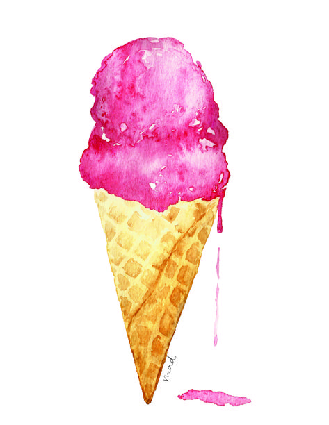 Watercolor Art Ice Cream, Ice Cream Watercolor Painting, Watercolour Ice Cream, Watercolor Ice Cream Cone, Ice Cream Cone Painting, Ice Cream Aesthetic Drawing, Gelato Watercolor, Painting Ice Cream, Ice Cream Cone Drawing