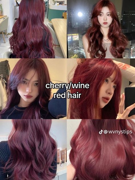 Red Cool Tone Hair, Ariel Hair Color, Red Cherry Hair Color, Cherry Wine Red Hair, Cherry Wine Hair, Red Wine Hair Color, Red Wine Hair, Wine Red Hair Color, Hair Color Names