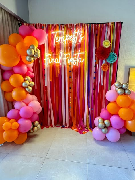 FINAL FIESTA Streamer Fringe Backdrop Our fringe backdrops are perfect for any event!  Birthday | Bachelorette | Photo Booth | Outdoor Events | Final Fiesta | Summertime | Fringe | Backdrop | Bach Party | Decor | Streamers *SIZE PICTURED IS 8ft (balloons not included) WHAT YOU GET 🔸 1 Streamer Backdrop fully assembled on premium quality rope **Due to the handmade nature of our fringes, there will be slight variations in color and/or craftsmanship for each item HOW TO HANG 🔸 Hanging your fringe is a breeze as it is light in weight 🔸 Backdrop: We suggest using a backdrop stand or command hooks for the best displaying results 🔸 Easy to hang. Easy to take down. MATERIALS 🔸 Our plastic fringes are made out of premium plastic material, not paper, ensuring they last and can be reused  🔸 Eac Photo Booth Outdoor, Bach Party Decor, Bachelorette Photo Booth, Bach Party Decorations, Ribbon Backdrop, Wonderland Events, Streamer Backdrop, Fringe Backdrops, 13th Birthday Parties