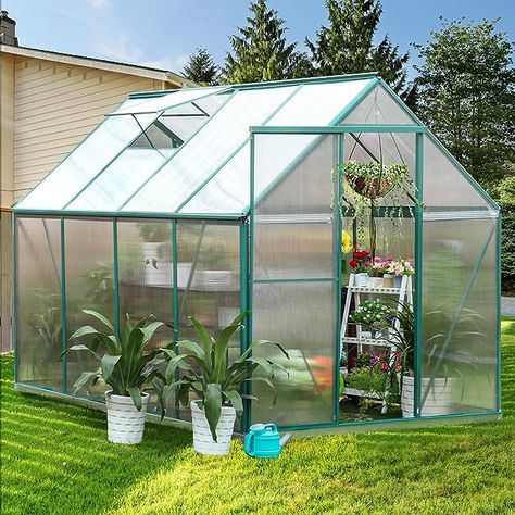 Amazon.com : SELLERWE Greenhouse, 6.2x8.2 FT Hybrid Polycarbonate Greenhouses for Outdoors w/ Vent Window & Lockable Door Walk-in Greenhouses Heavy Duty Aluminum Green House for Outdoor Garden Backyard : Patio, Lawn & Garden Polycarbonate Roof Panels, Aluminium Greenhouse, Best Greenhouse, Hobby Greenhouse, Outdoor Greenhouse, Roof Vent, Walk In Greenhouse, Polycarbonate Greenhouse, Sliding Door Design