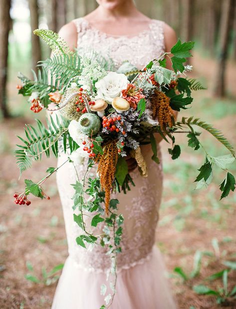 Whimsical Woodland Wedding Inspiration | Green Wedding Shoes Woodland Wedding Bouquet, Woodland Wedding Flowers, Woodland Wedding Inspiration, Woodland Flowers, Viking Wedding, Cottage Wedding, Woodsy Wedding, Picnic Wedding, Bohemian Bride