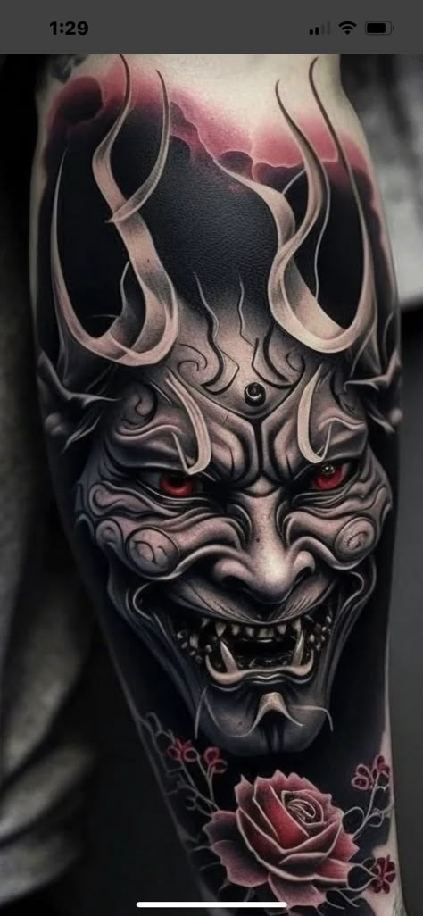 Japanese Sleeve Tattoos Traditional, Japan Demon Tattoo, Japanese Hannya Mask Tattoo Design, Japanese Demon Tattoo Design, Japanese Oni Tattoo, Hannya Mask Tattoo Design, Hannya Maske Tattoo, Eagle Shoulder Tattoo, Hannya Maske