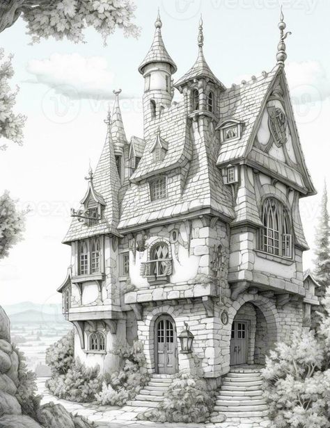 drawing of a castle like building with a steeple and a steeple. generative ai. Castles Drawing, Drawing Of A Castle, Castle Sketch, Art Markers Drawing, Castle Drawing, Fantasy Town, Perspective Drawing Architecture, Fairy Coloring Pages, Fantasy House