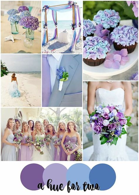 Purple And Blue Wedding, Beach Wedding Colors Schemes, Wedding Color Schemes Purple, Wedding Color Schemes Summer, Handfasting Ceremony, Wedding 101, Blue Beach Wedding, Wedding Color Palettes, Wedding Themes Spring