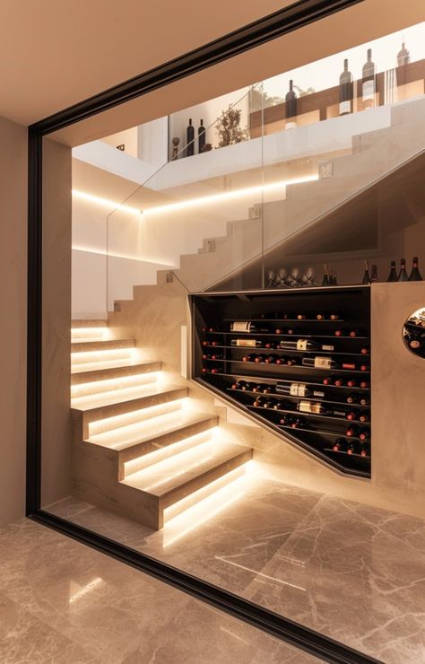 Cave a vin sous escalier : nos idées d'aménagement design Sous Sol Design Inspiration, Cave A Vin, Wine Closet, Chalet Interior, Future Life, Hallway, Stairs, Sweet Home, Dream House