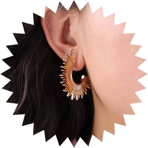 Xduargs Boho Sun Flower Hoop Earrings Vintage Sunburst Stud Earrings Gold Spike Sun Earrings Sun Rays Statement Earrings Jewelry for Women and Girls Sun Earrings, Boho Sun, Sun Rays, Earrings Vintage, Gold Earrings Studs, Vintage Earrings, Earrings Jewelry, Earrings Gold, Statement Earrings