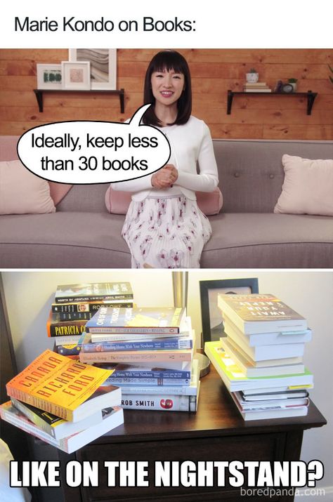 50 Hilarious Reactions To Marie Kondo That Will Bring You Joy Bookworm Problems, Book Nerd Problems, Book Jokes, Up Book, Book Dragon, Book Memes, Book Humor, Book Fandoms, I Love Books