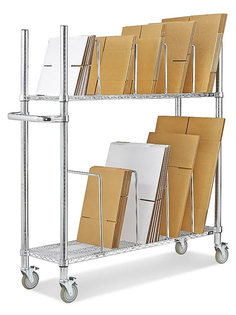 Wire Carton Stand in Stock - ULINE.ca Visual Storage Ideas, Shipping Box Storage Ideas, Shipping Station Ideas, Shipping Station, Warehouse Organization, Baking Storage, Museum Storage, Art Studio Storage, Packing Station