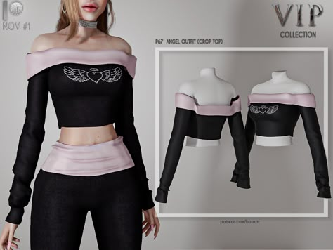 Sims 4 Cc Crop Tops, Angel Crop Top, Alpha Cc, Sims 4 Tsr, Cc Clothes, Free Sims 4, The Sims 4 Packs, Sims 4 Expansions, Tumblr Sims 4