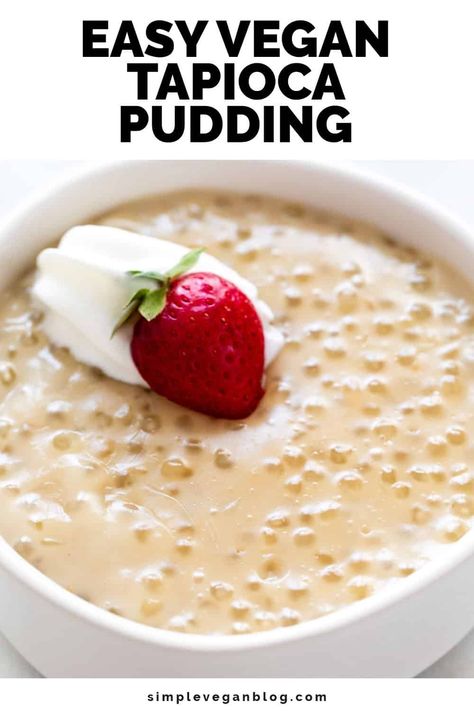 Try this easy Vegan Tapioca Pudding made with just 7 ingredients! It's creamy, sweet, and has a nice texture from the tapioca pearls. Perfect for a quick and satisfying dairy-free treat. #VeganDessert #TapiocaPudding #DairyFreeRecipe #EasyVeganRecipes #PlantBasedTreat Dairy Free Tapioca Pudding, Vegan Tapioca Pudding, Vegan Bread Pudding, Tapioca Recipes, Tapioca Pudding, Vegan Summer Recipes, Dairy Free Treats, Creamy Pudding, Vegan Blog