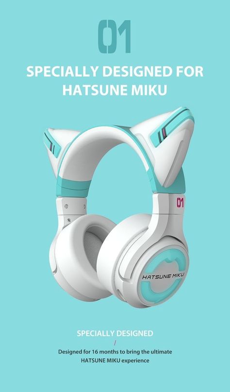 Miku Headphones, Cat Headphones, Gifts For Gamers, Cute Headphones, Miku Hatsune Vocaloid, Streaming Setup, Headphones Design, Gamer Room, Pc Setup