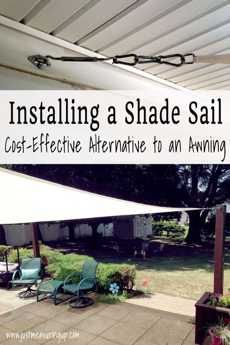 How to Install a Shade Sail for the Summer | #InspirationSpotlight Patio Shade Sail, Shade Sail Installation, Deck Shade, Ikea Outdoor, Backyard Shade, Summer Diy Projects, Diy Shades, Sun Sail Shade, Patio Shade