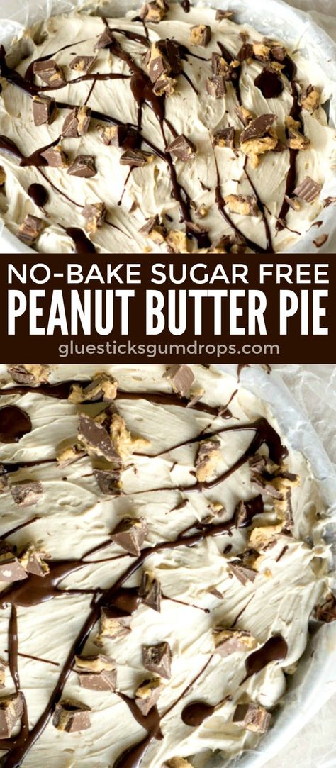 This sugar free peanut butter pie can be easily modified to use your favorite sugar alternative. It's a delicious dessert option for the holidays or any time of year! #sugarfreedesserts #peanutbutterpie Sugar Free Peanut Butter Pie, Sugar Free Pie, Sugar Free Desserts Easy, Low Carb Cupcakes, Low Carb Backen, Sugar Free Peanut Butter, Sugar Free Baking, Sugar Free Recipes Desserts, Sugar Free Treats