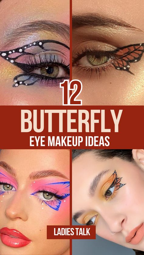 Make a statement with butterfly eye makeup that adds a whimsical touch to your look. Get creative with eye makeup ideas that feature vibrant colors and intricate designs. Achieve a bold and artistic appearance with butterfly eyeshadow looks in neon or pastel shades. Whether for a festival or a night out, colorful butterfly makeup will turn heads. Express yourself with trendy makeup designs that highlight your eyes beautifully. This look is perfect for those who love experimenting with bold aesthetics. Butterfly Eyeshadow, Butterfly Eye Makeup, Butterfly Eyes, Butterfly Makeup, Eye Makeup Ideas, Trendy Makeup, Colorful Butterfly, Pastel Shades, Makeup Designs