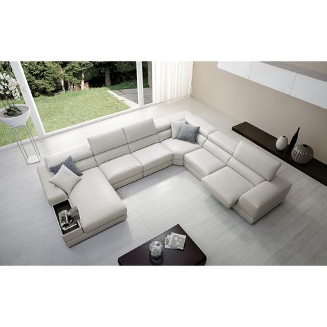 Jubilee Modern/contemporary design Duluxy 6 - Piece Leather Reclining Sectional & Reviews | Wayfair Recliner Sectional, Leather Reclining Sectional, Furniture Contemporary, Lounge Suites, Sofa Sets, Modern Sofas, Modular Sectional Sofa, Furniture Modern, Modern Sectional