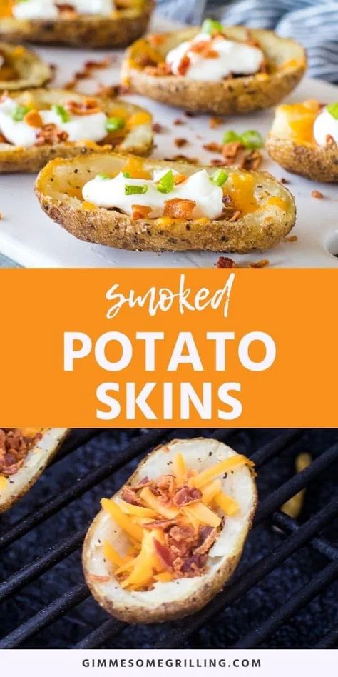 Vegan Smoker Recipes, Smoker Appetizers Snacks, Smoked Snacks, Rodeo Food, Kamado Recipes, Food Potatoes, Smoker Recipes Electric, Crispy Potato Skins, Smoked Potatoes