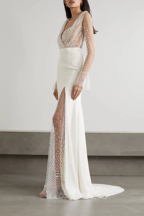 Real Outfits, Winter Wedding Fashion, Buy Wedding Dress Online, Rime Arodaky, Buy Wedding Dress, Crepe Gown, Trumpet Wedding Dress, Grace Loves Lace, Wedding Dresses Beaded