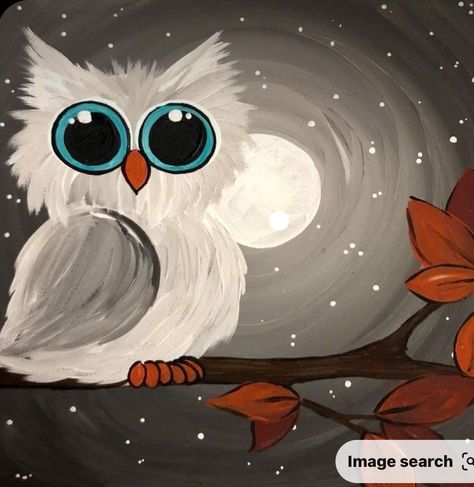 Easy Canvas Painting, Canvas Painting Diy, Owl Painting, Night Painting, Beginner Painting, Christmas Paintings, Painting Art Projects, Diy Canvas, Birds Painting