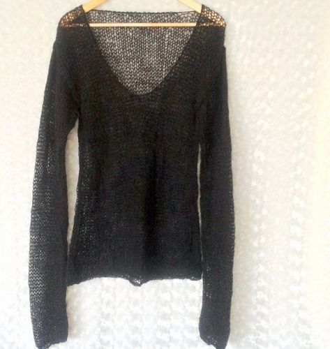 "Long sleeved mohair grunge sweater. Black loose knit sweater for women/men made unisex with delicate see-through texture. The V neck gothic sweater features a soft hand knitted texture with extra long sleeves, see-through knitting and drapes beautifully on most body types. Material : mohair,wool and acrylic mixed yarn. **If you are not sure what size to order, please message me your height and weight during check out; then I can make the perfect fit sweater for you Available sizes and measureme Gothic Sweater, Grunge Sweater, Loose Knit Sweater, Black Grunge, Gothic Clothing, Clothing Gifts, Loose Knit Sweaters, Custom Clothing, Sweater For Women