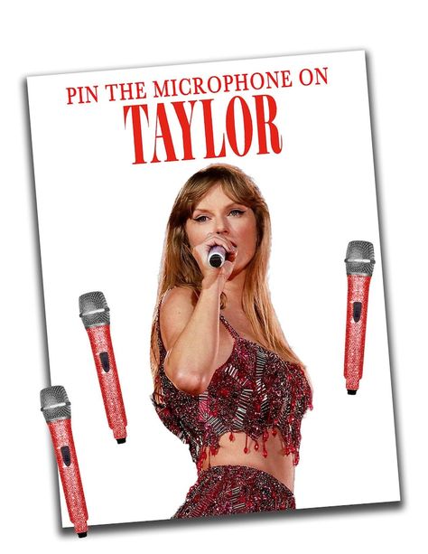 Taylor Swift Pin the Microphone Game, Taylor Swift Party Game, Taylor Swift Eras Game Taylor Swift Themed Scavenger Hunt, Taylor Swift Birthday Games, Taylor Swift Birthday Party Games, Taylor Swift Party Games, Birthday Taylor Swift, Taylor Swift Party Ideas, Swiftie Party, Dream Birthday Party, Tyler Swift