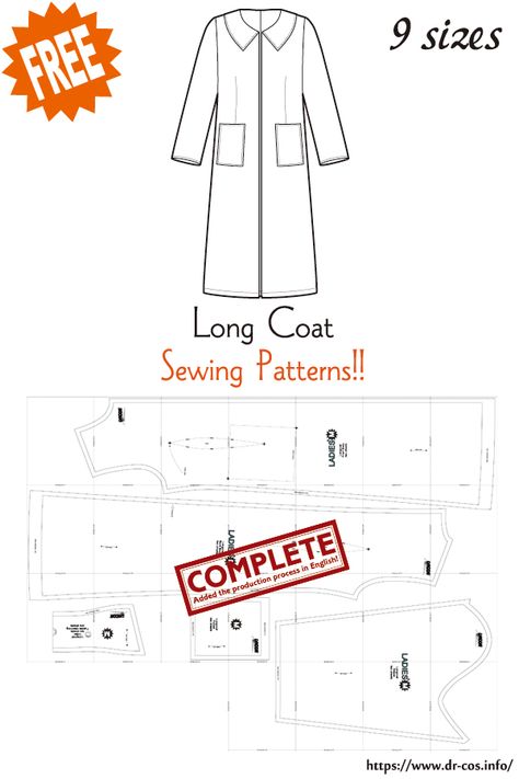 Long Coat Pattern, Trench Coat Pattern, Suit Sewing Patterns, Sewing Men, Mens Sewing Patterns, Coat Sewing, Sewing Patterns Free Women, Long Coat Men, Free Pdf Sewing Patterns