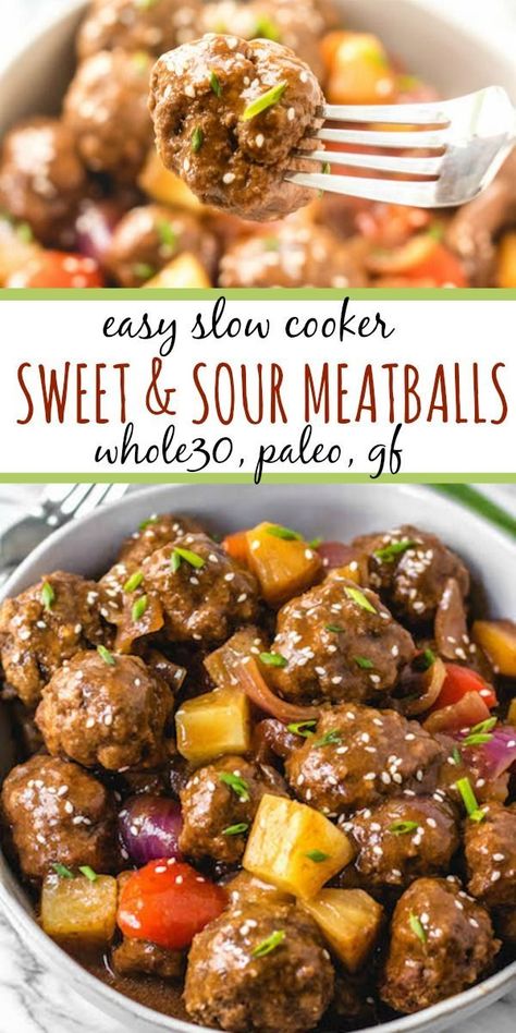 Paleo Slow Cooker, Take Out Menu, Sweet And Sour Meatballs, Paleo Crockpot, Parmesan Chicken, Asian Inspired Recipes, Recipe 30, Paleo Whole 30, Paleo Dinner