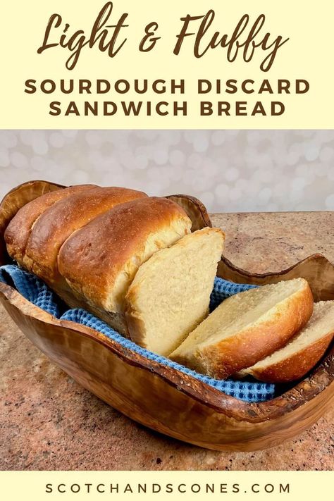 Easy to make with a mild sourdough tang, this sourdough discard sandwich bread is light and fluffy with a soft crust. A variation on sourdough dinner rolls using unfed sourdough starter and potato flour, you'll love the buttery taste of this soft sandwich bread! Sourdough Discard Sandwich Bread, Discard Sandwich Bread, Sourdough Sandwich Loaf, Soft Sandwich Bread, Sourdough Dinner, Sourdough Dinner Rolls, Sourdough Sandwich Bread, Sourdough Bread Sandwiches, Sandwich Loaf