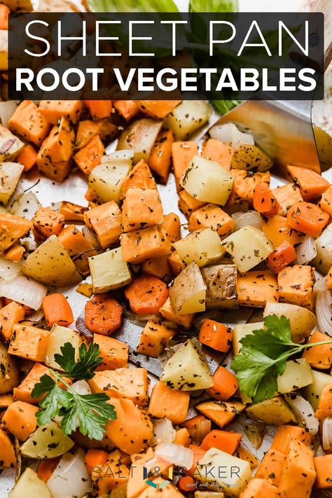 Roasted Veggie Sheet Pan Dinner, Sheet Pan Root Vegetables, Sheet Pan Vegetables And Potatoes, Sheet Pan Veggies Only, Roasted Veggies In Oven Baking Sheet, Roasted Sheet Pan Veggies, Air Fryer Sheet Pan Recipes, Roasted Root Vegetables Oven, Sheet Pan Roasted Potatoes