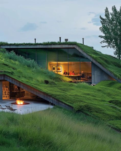 grounding #midjourney #midjourneyarchitect #midjourneyarchitecture #artificialintelligence #aidesign #aiarchitecture #houseinspo #dwell Cold Climate Architecture, Landscape Architecture House, Eco Roof, Earth Sheltered Homes, Shelter Ideas, Earth House, Earth Sheltered, Living Roofs, Underground Homes