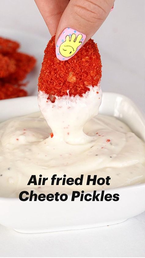 Hot Cheeto Pickles, Hot Cheetos, Fried Pickles, Air Fryer Dinner Recipes, Easy Baking Recipes Desserts, Tasty Baking, Air Fryer Recipes Easy, Food Drinks Dessert, Interesting Food