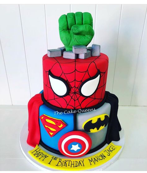 Marvel 3rd Birthday Cake, Superhero Themed Cake, Marvel Superheroes Birthday Party, Marvel Birthday Cake Avengers, Marvel Birthday Party Cake, Marvel Superhero Cake, Superheroes Birthday Cake, Avenger Birthday Party Ideas, Super Hero Birthday Cake For Boys