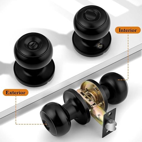 Probrico Matte Black Door Knobs Privacy Interior Door Knob with Lock, Black Bathroom Bedroom Door Knob with Thumb Turning Locking Button, 10 Pack - Amazon.com Interior Door Knobs With Locks, Bedroom Door Knobs, Occupied Door Lock, Black Door Knobs Bulk, Matte Black Round Door Knobs, Crystal Door Knobs With Lock, Black Door Knobs, Interior Door Knobs, Black Bathroom