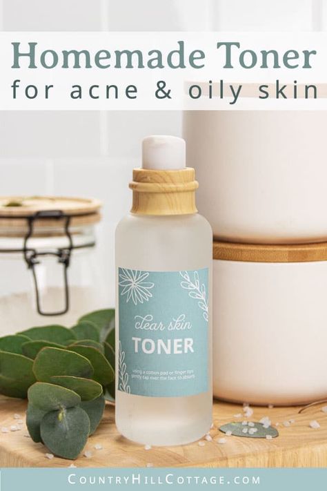 Diy Face Toner For Oily Skin, Diy Toner For Oily Skin, Homemade Toners For Face Oily Skin, Diy Toner For Acne Prone Skin, Diy Serum For Acne Prone Skin, Face Toner For Oily Skin, Essential Oil Toner, Toner Recipes, Homemade Face Toner