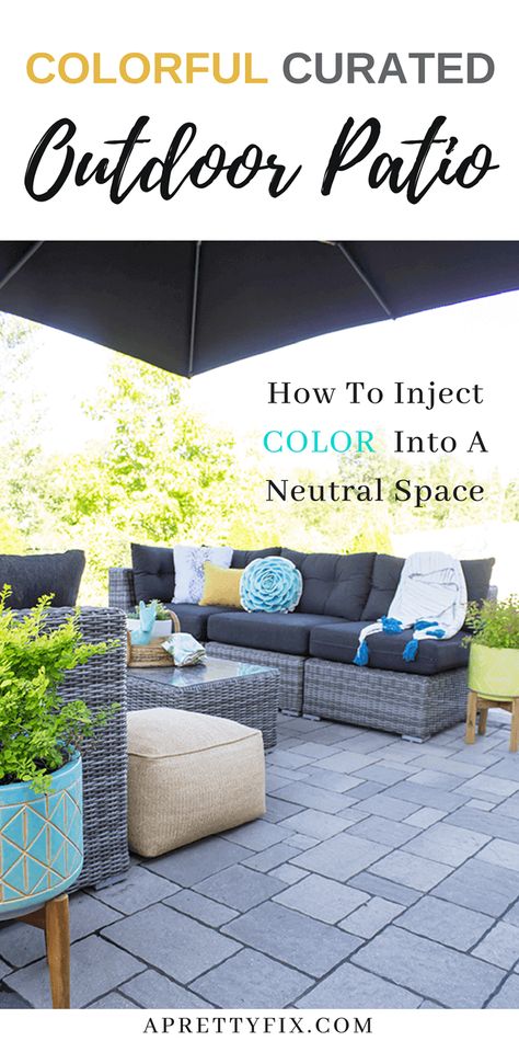 When it comes to adding lots of color to an outdoor space, it can be tricky to achieve a cohesive style. In this colorful curated outdoor patio space, learn how to create an eclectic vibe without compromising on style! Color Energy, Grey Patio, Colorful Patio, Cool Color Palette, Modern Farmhouse Home Decor, Outdoor Patio Space, Patio Makeover, Outside Living, Colorful Life