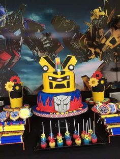 Check out this awesome Transformers Birthday Party! The birthday cake is incredible!! See more party ideas and share yours at CatchMyParty.com Transformer Party Ideas, Bumblebee Transformers Birthday Party, Transformer Birthday Party Ideas, Transformers Birthday Party Ideas, Transformers Birthday Party, Transformers Ideas, Rescue Bots Birthday Party, Transformers Birthday Cake, Party Ideas Decoration