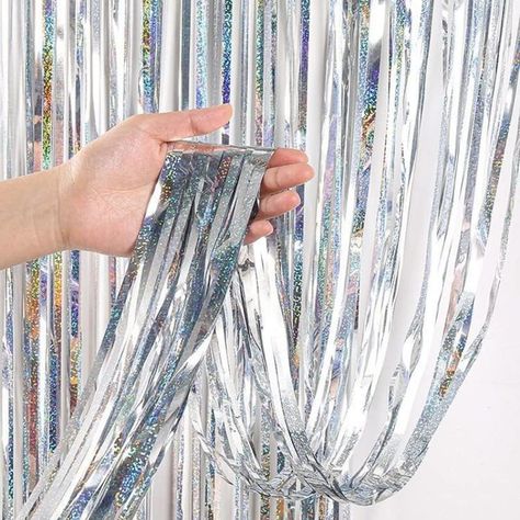 Amazon.com : Colorful Foil Fringe Curtain Backdrop,4 Pack 3.3x6.6 ft Rainbow Foil Tinsel Curtains for Birthday Wedding Party Photo Backdrop : Electronics Silver Foil Fringe Backdrop, Silver Streamers, Photo Backdrop Birthday, Backdrops Kids, Streamer Backdrop, Foil Curtain, Party Photo Backdrop, Curtain Backdrops, Curtain Fringe