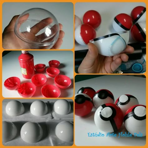 #pokemon #pokeball #pokebola #pikachu Creating pokeball with painted acrilic balls, adhesive black paper and white EVA foam sheet circles for the bottom. Diy Pokemon Ball, Pokeball Diy, Diy Pokeball, Pokemon Party Decorations, Pokemon Themed Party, Pokemon Birthday Cake, Pokémon Birthday, Pokémon Party, Nautical Birthday Party