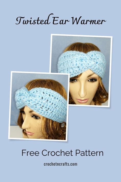 This twisted crochet ear warmer pattern is given for a large size with basic instructions and a size chart to modify it to any size you need. #crochet #earwarmer #pattern #freecrochetpattern #crochetncrafts   https://crochetncrafts.com/twisted-ear-warmer-crochet-pattern-with-crossed-hdc/ Crochet Earwarmer Pattern, Ear Warmer Crochet Pattern, Twisted Ear Warmer, Ear Warmer Crochet, Ear Warmer Pattern, Crochet Ear Warmer Pattern, Half Double Crochet Stitch, Crochet Abbreviations, Crochet Ear Warmer