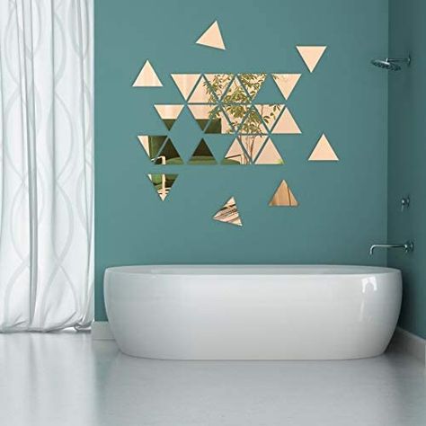 Wall Sticker, LYGZTing 100PCS Removable Acrylic Mirror Stickers DIY Wall Decor Mirror Triangles Mirror Wall Sticker Non Glass Mirror for Living Room Bedroom Decor (5x5.5x5.5cm/1.9x2.2x2.2inch)(Glod) : Amazon.ca: Everything Else Modern Mirror Living Room, Wall Mirror Stickers, Mirror Wall Design, Triangle Mirror, Wall Decor Mirror, Mirror For Living Room, Black Wall Mirror, Triangle Wall, Mirror Wall Living Room