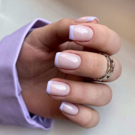 French Manicure Lavender Nails Nails Lilac, Lilac Nails, French Tip Nail Designs, French Manicure Nails, Lavender Nails, Simple Gel Nails, Cute Gel Nails, Dipped Nails, Prom Nails