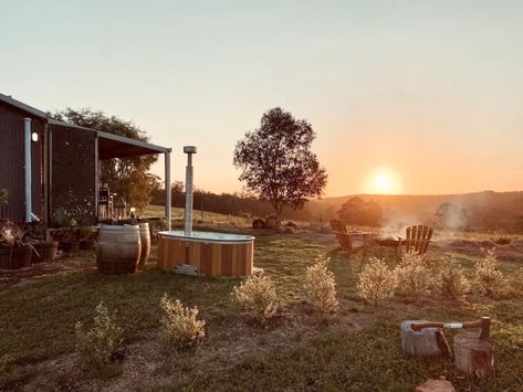 The Grove at Ryans Rest - Tiny House Farm Stay - Farm stays for Rent in Quinninup, Western Australia, Australia - Airbnb Tiny House Farm, Farm Airbnb, Airbnb Australia, Outdoor Fire Pit Area, Australia House, House Farm, Rain Water Tank, Outdoor Bath, Outdoor Bean Bag