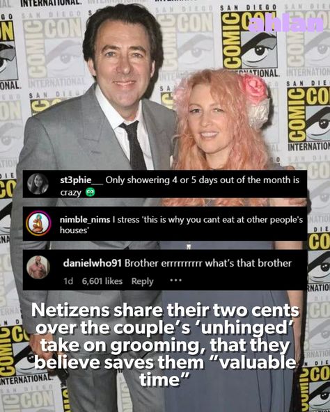 Jonathan Ross, the famous Brit broadcaster, and his wife, Jane Goldman, revealed they only suds up once a week...😮‍💨 But Ross and Goldman aren’t the only ones making waves in the grooming world. Remember that time when the internet erupted into chaos over the age-old debate: Do you wash your legs in the shower or not? Some say the soap runoff from the upper body does the trick, while others swear by a full-leg lather. Talk about a leg day dilemma🤦‍♀️ Jane Goldman, Jonathan Ross, Making Waves, Upper Body, Instagram