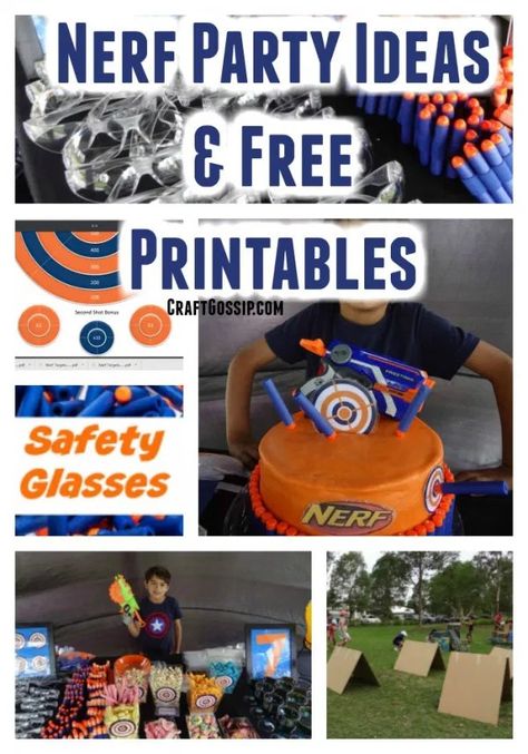 Nerf Wars Birthday Party, Boys Nerf Birthday Party, Nerf Party Games, Nerf Birthday Party Ideas Food, Nerf Party Decorations, Nerf Themed Birthday Party, Nerf Party Ideas, Nerf Party Food, Paw Patrol Party Printables