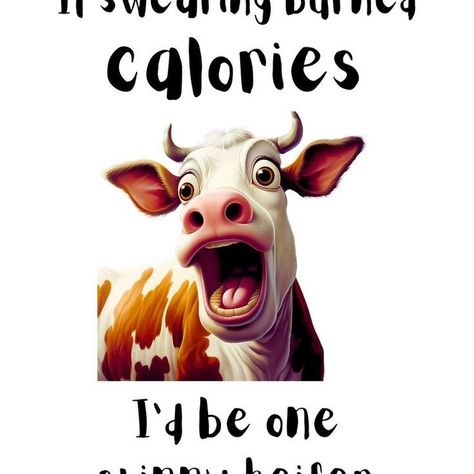 Funny cow, If swearing burned calories, I'd be one skinny heifer #cow Cows Funny, Cow, Funny