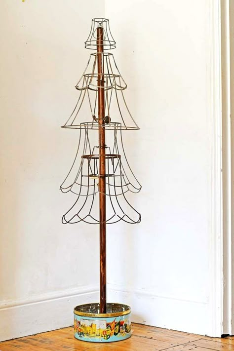 Industrial lampshade Christmas tree by Pillar Box Blue, featured on Funky Junk Interiors Unusual Christmas Trees, Antique Booth, Unique Christmas Trees, Navidad Diy, Oh Christmas Tree, Rustic Christmas Tree, Boho Christmas, Christmas Craft Ideas, Christmas Decorating Ideas