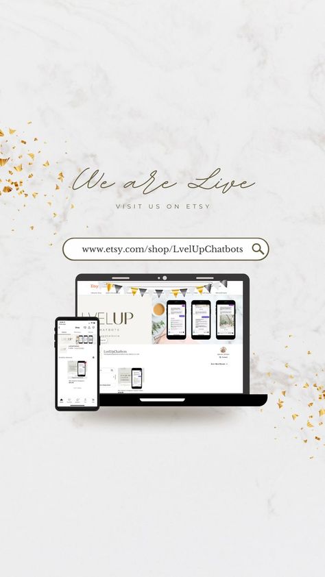 The Lvel Up Chatbots Logo and Etsy shop Website Announcement Ideas, New Website Announcement, Website Announcement, Wedding Card Design Indian, Website Launch, Social Media Design Inspiration, More Followers, Wedding Card Design, Mini Session