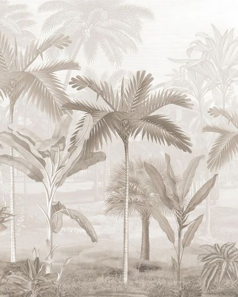 Palm Tree Wallpaper, African Portraits Art, Garden Mural, Palm Wallpaper, Forest Plants, Theme Nature, Wallpaper Interior, Textile Prints Design, Lit Wallpaper